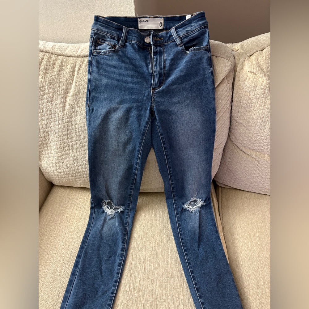 Garage Dark Blue Ripped Jeggings